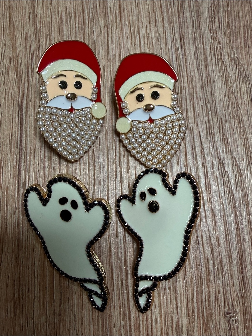 BaubleBar Festive Santa and Ghost Earring Set - Red, Pearl, White, Black